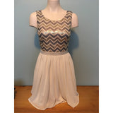 Forever 21 Womens Small Sleeveless Dress Sequins Cream A Line Prom Party Dress