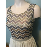Forever 21 Womens Small Sleeveless Dress Sequins Cream A Line Prom Party Dress