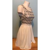 Forever 21 Womens Small Sleeveless Dress Sequins Cream A Line Prom Party Dress