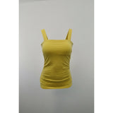 Suzy Shier Signature Womens Small Yellow Sleeveless Fitted Side Roushing Top