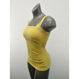 Suzy Shier Signature Womens Small Yellow Sleeveless Fitted Side Roushing Top