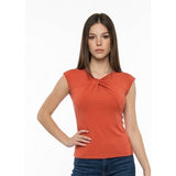 Storm Los Angeles Women's Small Orange Cap Sleeve Knot Front Top