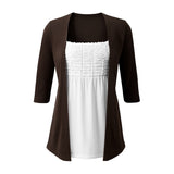 A. Byer Vintage Womens Large Brown White 3/4 Sleeve Sweater w/Attached Tank Top