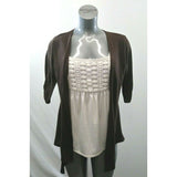 A. Byer Vintage Womens Large Brown White 3/4 Sleeve Sweater w/Attached Tank Top