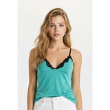 La Senza Women's Medium Sleeveless Green Speghetti Strap Lace Trim V Neck  Cami