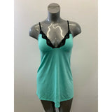 La Senza Women's Medium Sleeveless Green Speghetti Strap Lace Trim V Neck  Cami