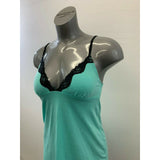 La Senza Women's Medium Sleeveless Green Speghetti Strap Lace Trim V Neck  Cami