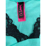 La Senza Women's Medium Sleeveless Green Speghetti Strap Lace Trim V Neck  Cami