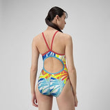 Speedo Womens Swimsuit One Piece Thin Straps Sz 20 Distress Floral Siren Red NWT