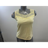 Tan Jay Women's Yellow Laced Tank Top Size Petite Small Cotton
