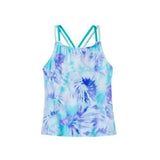 Speedo Girls' Printed Tankini Top Size 8 Scuba Blue