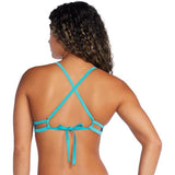 Speedo Women's Printed Tie Back Keyhole Bikini Swim Top Large True Cobalt Neon Depths NWOT