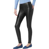 HUE Womens Faux Leather Leggings Size Large Black Mid Rise NWT