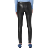 HUE Womens Faux Leather Leggings Size Large Black Mid Rise NWT