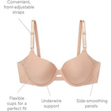 Warner's 01356 No Side Effects Full Coverage Underwire Bra Black