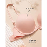 Deyllo W210 Womens Push Up Bra Soft Padded Underwire Pink 32DD NWT