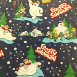 Frosty The Snowman Women's Medical Scrub Top Size Small Blue Graphic V Neck Cotton.