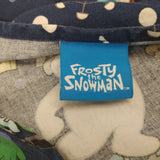 Frosty The Snowman Women's Medical Scrub Top Size Small Blue Graphic V Neck Cotton.