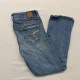 American Eagle Artist Blue Jeans Women's Size 00 Stretch Ripped Distressed Low Rise Cropped Denim