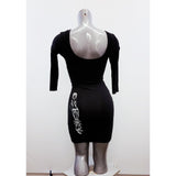 U:her Bamboo Stretch Women's Medium Bodycon Dress Black 3/4 Sleeve