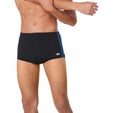 Speedo Men's Endurance+ Polyester Solid Square Leg Swimsuit 30 Black/Blue NWT