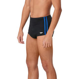 Speedo Men's Endurance+ Polyester Solid Square Leg Swimsuit 30 Black/Blue NWT