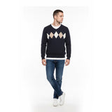 Nautica Men's M Black Sweater Triangle Brown and White Size Large Cotton
