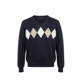 Nautica Men's M Black Sweater Triangle Brown and White Size Large Cotton