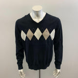 Nautica Men's M Black Sweater Triangle Brown and White Size Large Cotton
