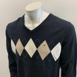Nautica Men's M Black Sweater Triangle Brown and White Size Large Cotton