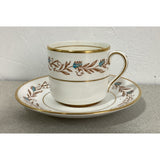 Grosvenor Heritage Fine Bone China England Demitasse Teacup Saucer Set brown blue floral