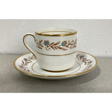 Grosvenor Heritage Fine Bone China England Demitasse Teacup Saucer Set brown blue floral
