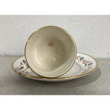Grosvenor Heritage Fine Bone China England Demitasse Teacup Saucer Set brown blue floral