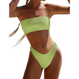 YIMISAN Women's Two Piece Bandeau Swimsuit  Women's XL Grass Green NEW