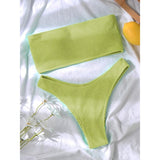 YIMISAN Women's Two Piece Bandeau Swimsuit  Women's XL Grass Green NEW