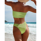 YIMISAN Women's Two Piece Bandeau Swimsuit  Women's XL Grass Green NEW