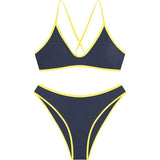 ZAFUL Women's Small Tie Back Padded High Cut Bikini Set Two Piece Swimsuit NEW