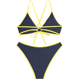ZAFUL Women's Small Tie Back Padded High Cut Bikini Set Two Piece Swimsuit NEW