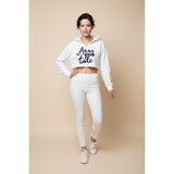 Aeropostale Cropped Hoodie Women's Size Medium White Long Sleeve Hooded Sweatshirt