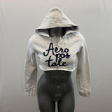 Aeropostale Cropped Hoodie Women's Size Medium White Long Sleeve Hooded Sweatshirt