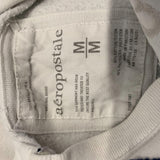 Aeropostale Cropped Hoodie Women's Size Medium White Long Sleeve Hooded Sweatshirt