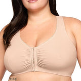 Glamorise Womens Front-Closure Cotton T-Back Wirefree #1908 Cafe