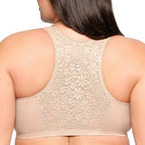 Glamorise Womens Front-Closure Cotton T-Back Wirefree #1908 Cafe