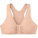 Glamorise Womens Front-Closure Cotton T-Back Wirefree #1908 Cafe