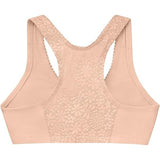 Glamorise Womens Front-Closure Cotton T-Back Wirefree #1908 Cafe