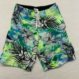 Ocean Pacific Men's Board Shorts Size Small Green Blue All Over Print Polyester