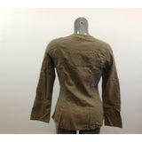 Tommy Hilfiger Top Women's Large Brown Striped Long Sleeve Deep V Neck