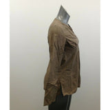 Tommy Hilfiger Top Women's Large Brown Striped Long Sleeve Deep V Neck