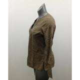 Tommy Hilfiger Top Women's Large Brown Striped Long Sleeve Deep V Neck