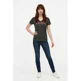 Under Armour I Hunt V Neck T Shirt Women's Size MD Green Short Sleeve Heat Gear Tee